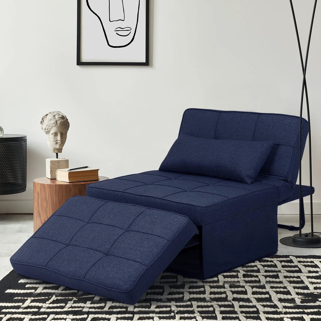 Dark Blue Linen Convertible Sofa P6352