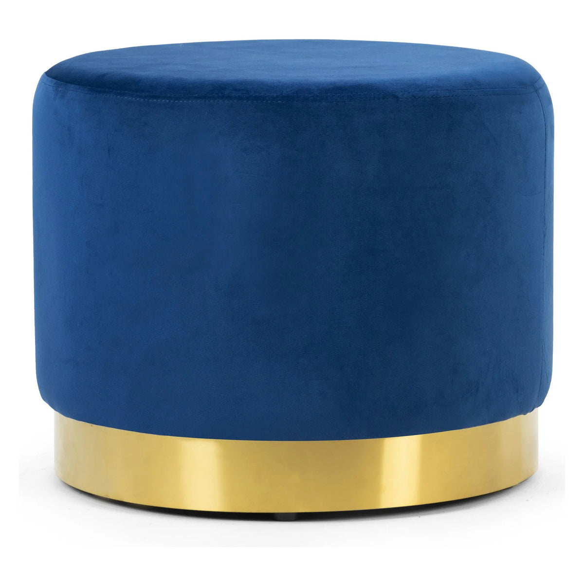 Velvet Round Ottoman with Golden Accent Base P20180
