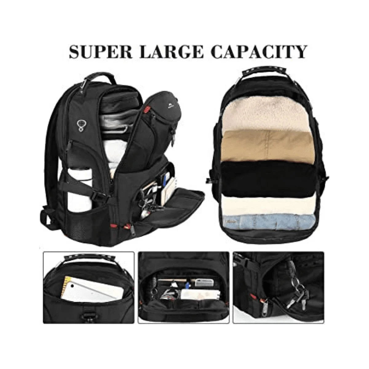 Black 45L Anti-Theft Travel Laptop Backpack V7266