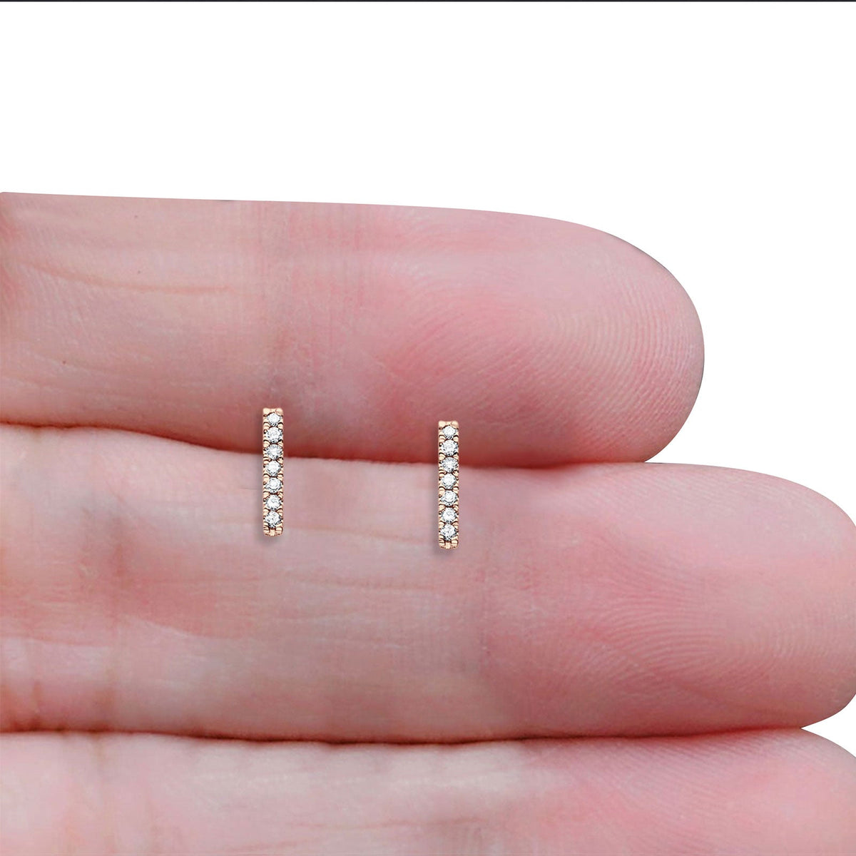 14K Rose Gold Diamond Stud Earrings With Screw Back Closure I10328