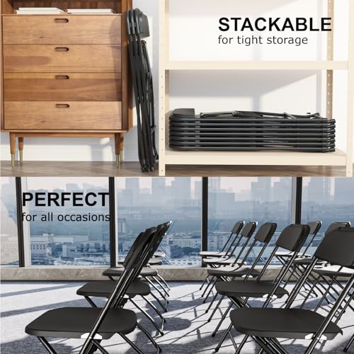 White 10 Pack Plastic Folding Chairs with Steel Frame P8613