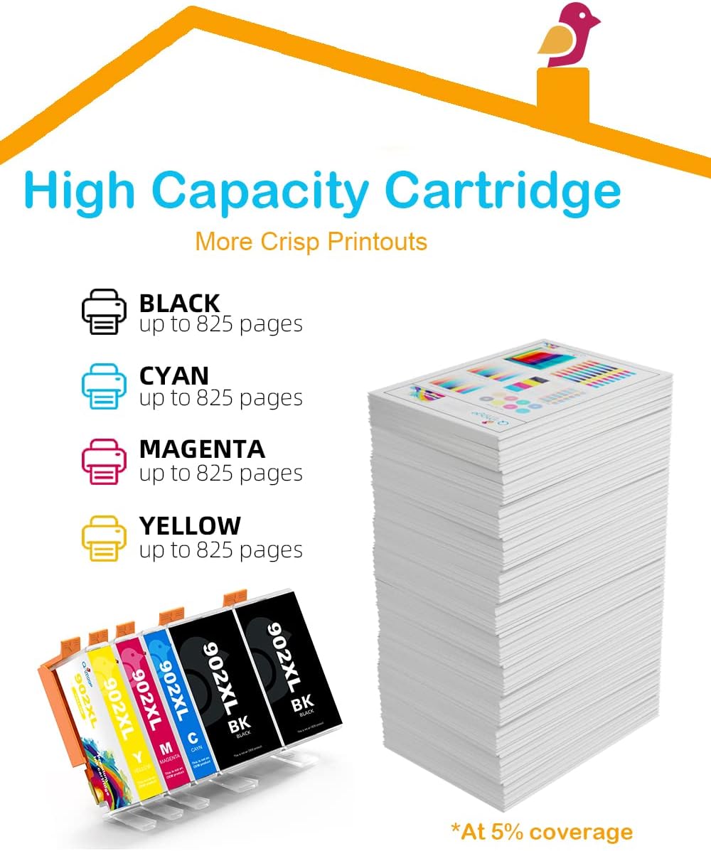 Compatible Ink Cartridge 5 Pack for HP Officejet Pro Printer (2 Black, Cyan, Magenta, Yellow) O114