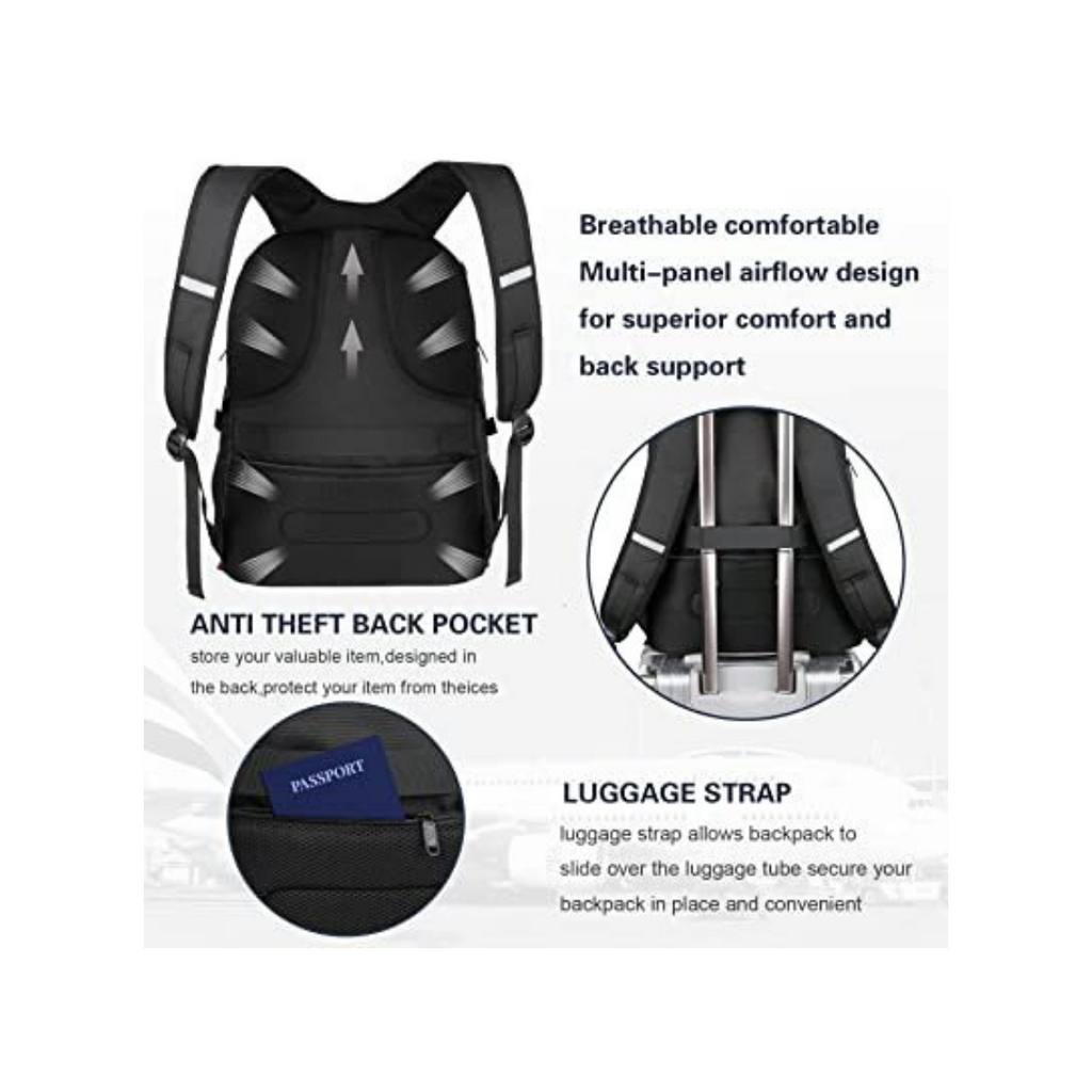 Black 45L Anti-Theft Travel Laptop Backpack V7266
