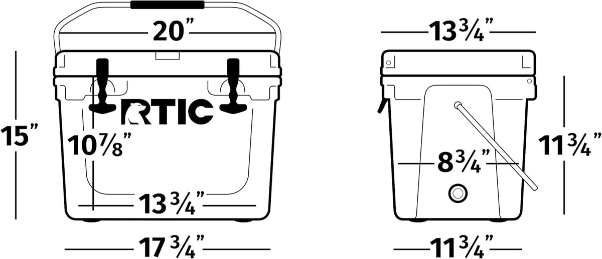 RTIC Hard Cooler Ice Chest with Heavy Duty Rubber Latches O82977