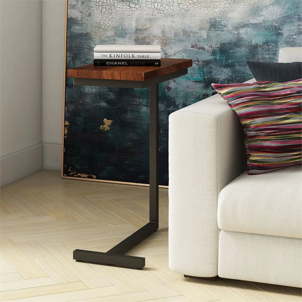 2-Piece 18" Rectangle Industrial C Side Table Set in Cognac Brown M435602