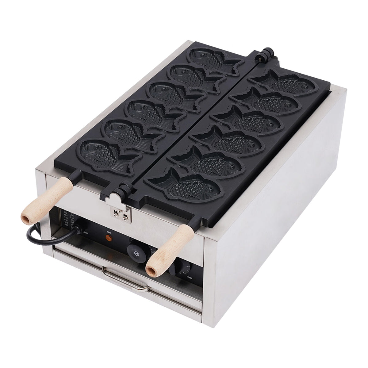 Electric Taiyaki Fish Waffle Maker, Stainless Steel Non-stick Waffle Iron H341669
