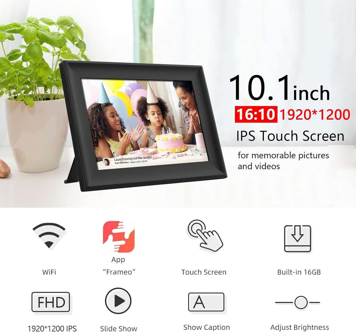 10.1 Inch Smart WiFi Digital Photo Frame with Touch Screen A656898