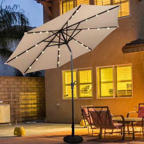 10ft Solar LED Patio Umbrella W83356