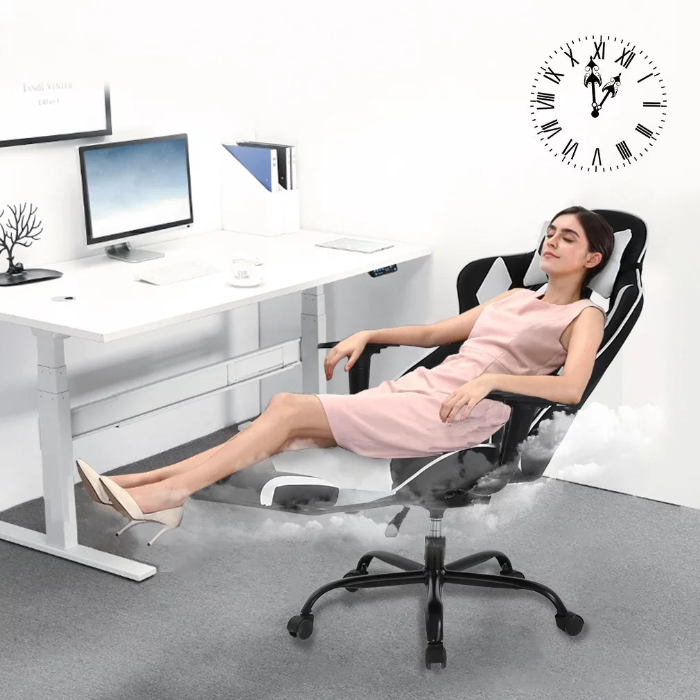 Black and White Ergonomic Swivel Gaming Chair E6677
