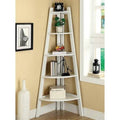 White 5-Tier Corner Ladder Bookcase B83412