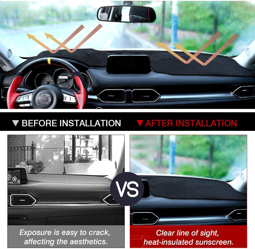 Dashboard Mat Cover for Mazda CX-5 2017-2022, Nonslip Dash Mat Protector, Pack of 2 Y7800
