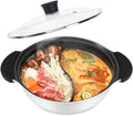 11 Inch White Non-Stick Shabu Shabu Pot with Divider O5358