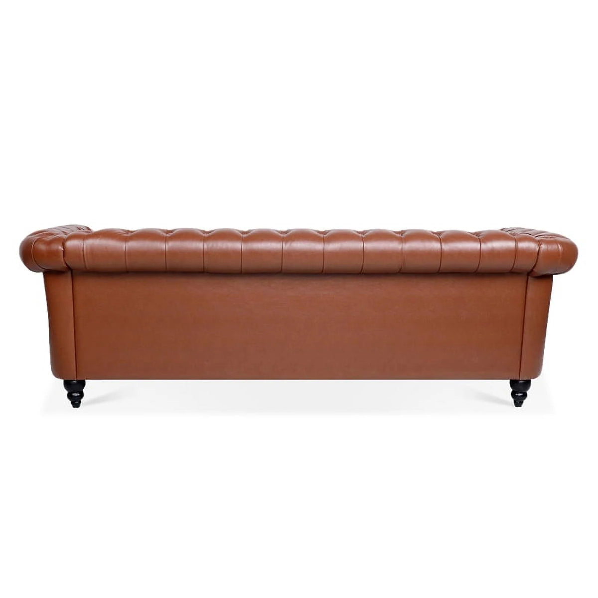 Brown PU Rolled Arm Chesterfield Three Seater Sofa K851