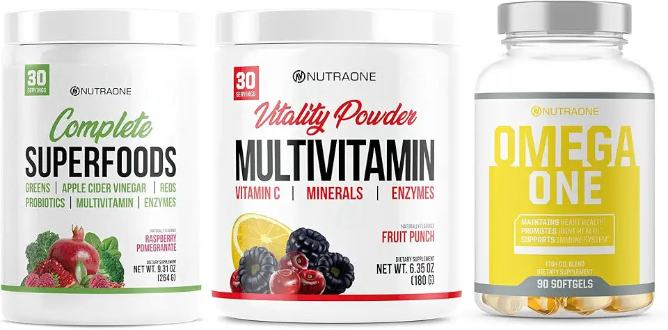 Superfoods Greens & Reds Blend Vitamin Powder and Mineral Supplement Omega-3 Fish Oil Supplement L176