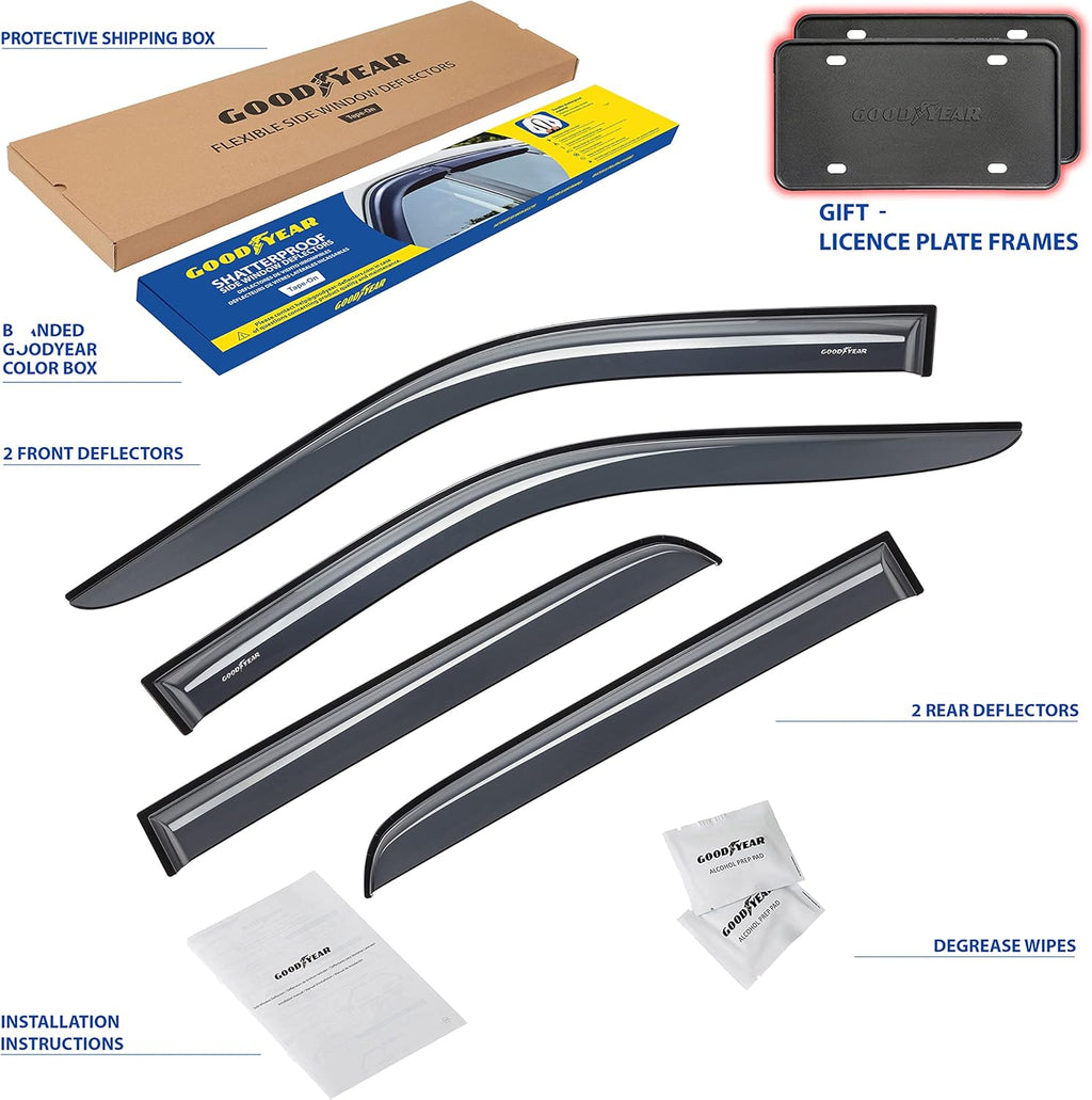 Shatterproof Side Window Deflectors for Dodge RAM 2500 3500 2019-2022 Crew Cab, 4pcs H43679