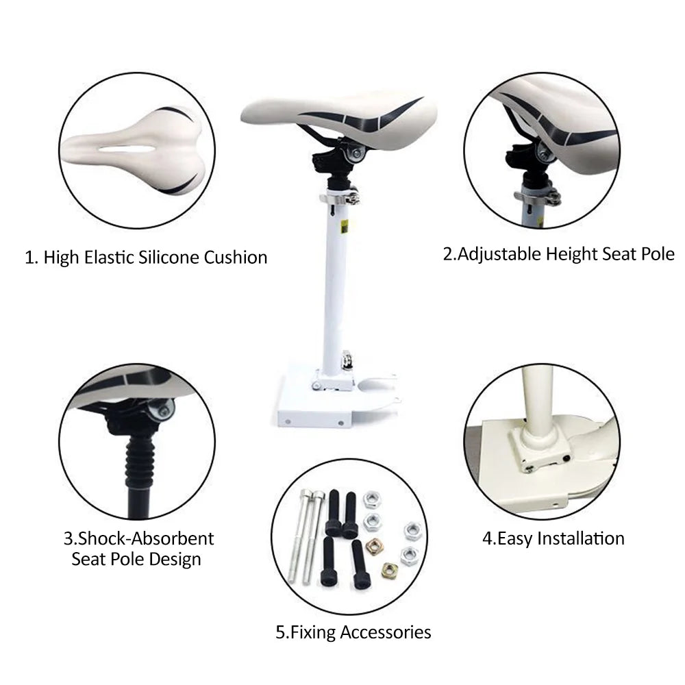 Electric Skateboard Saddle with Adjustable Height, Foldable Seat Chair Replacement F4446