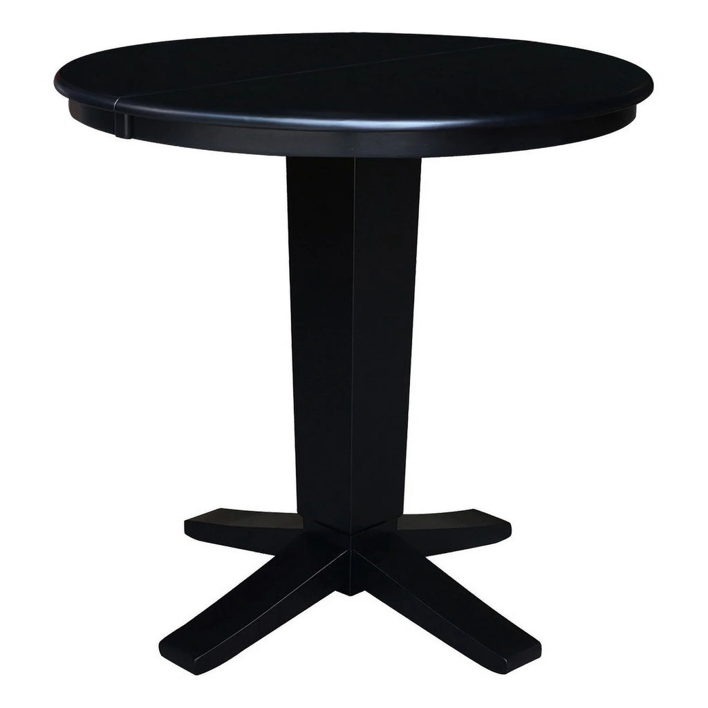 Solid Wood Round Top Pedestal Dining Table with Leaf Z55206