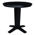 Solid Wood Round Top Pedestal Dining Table with Leaf Z55206