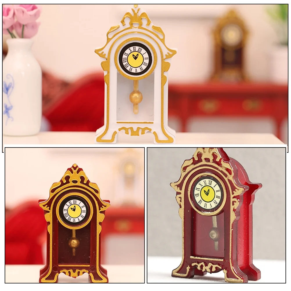 Mini Dollhouse Clock Vintage Resin Decor A8406