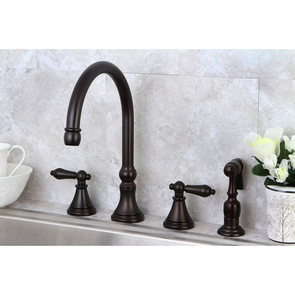 Widespread Kitchen Faucet Oil Rubbed Bronze J944285