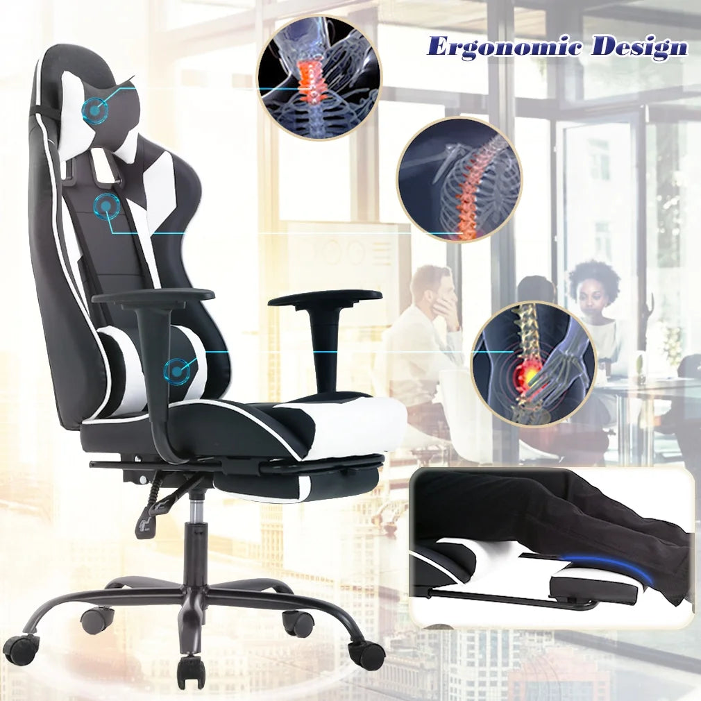 Black and White Ergonomic Swivel Gaming Chair E6677