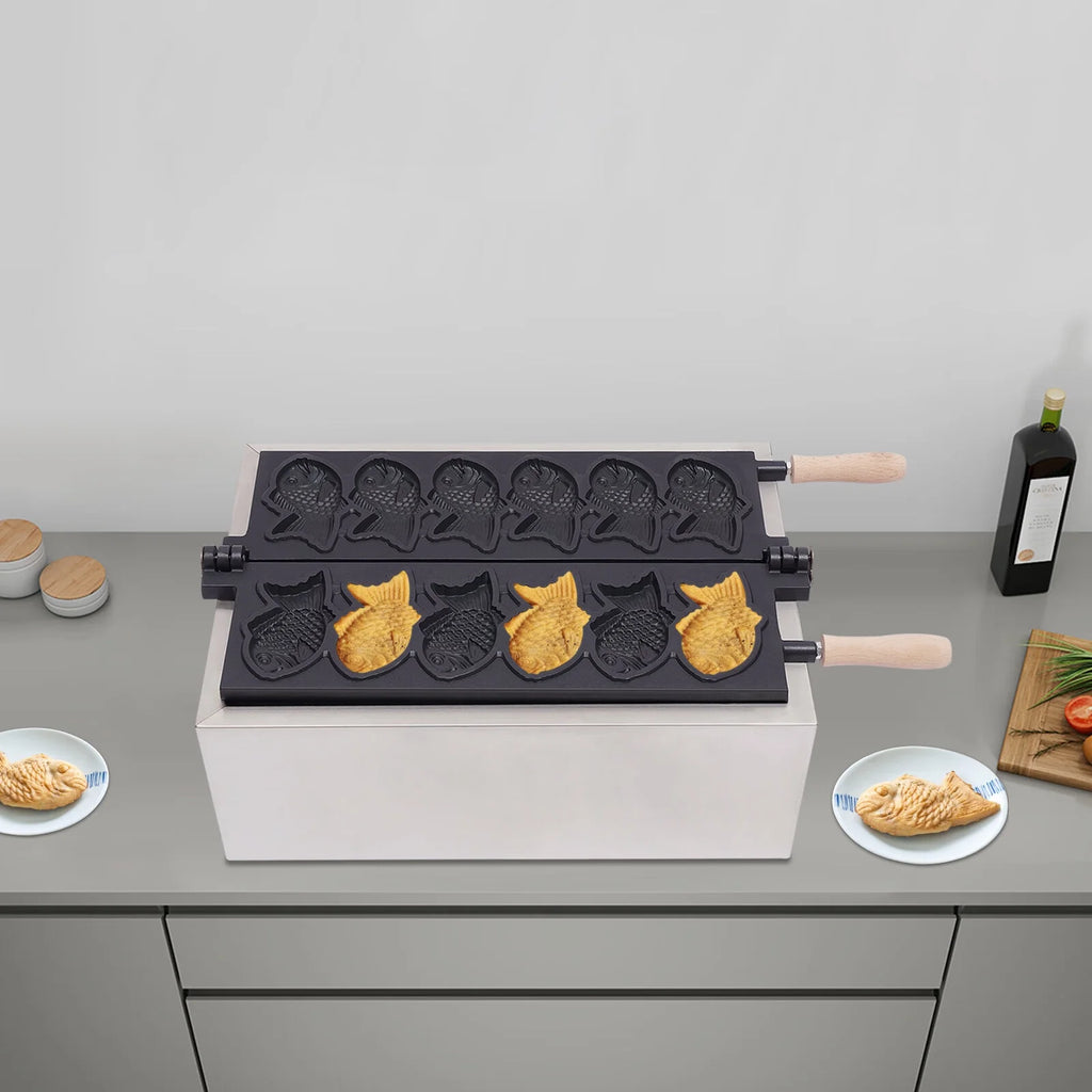 Electric Taiyaki Fish Waffle Maker, Stainless Steel Non-stick Waffle Iron H341669