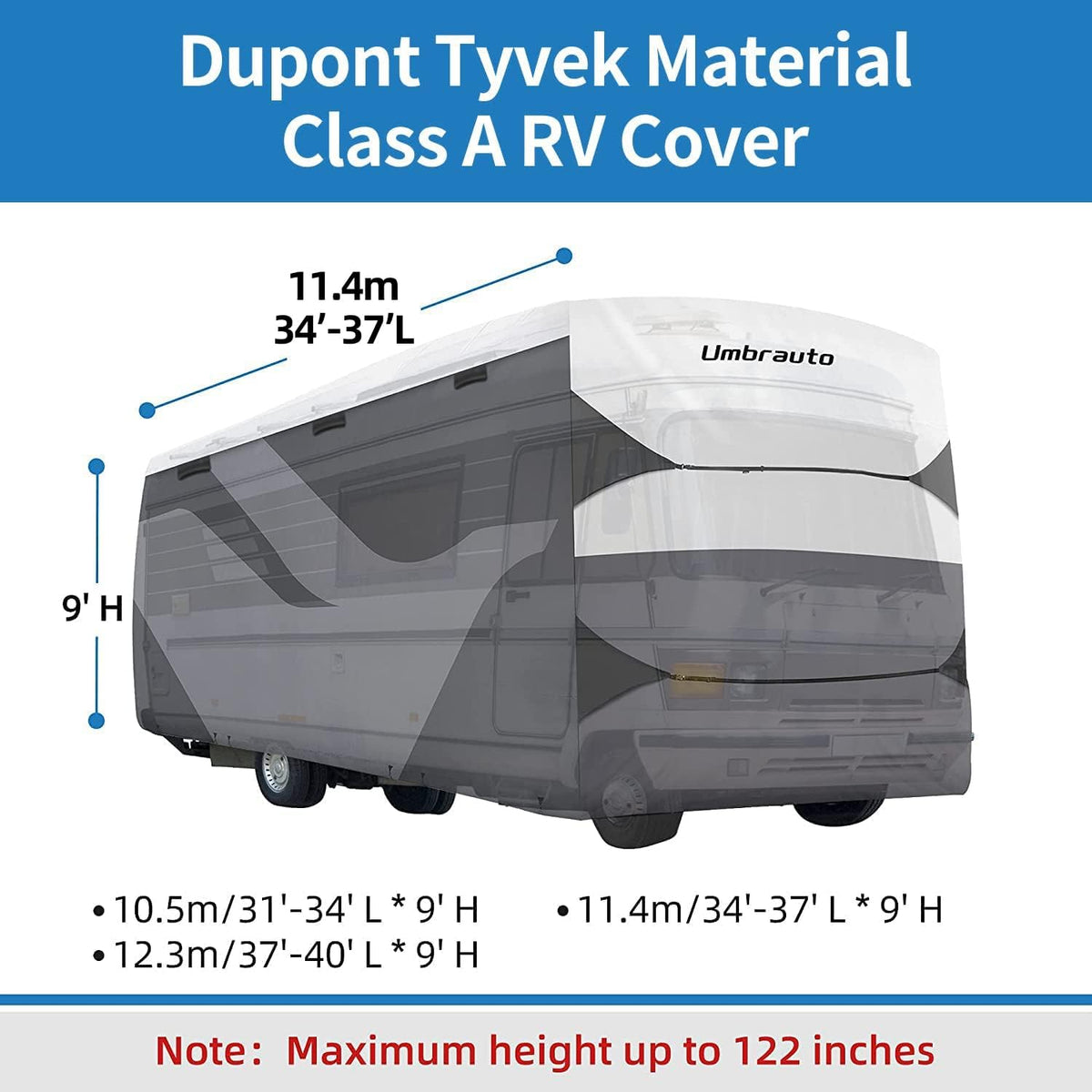 Gray/White Motorhome Cover with Adhesive Repair Patch I1675