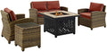 5-Piece Wicker Outdoor Loveseat Patio Furniture Set with Fire Pit Table R90369