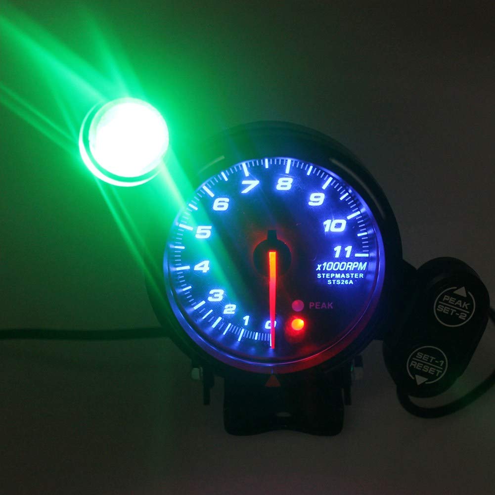 12V Tachometer Gauge Kit 3.75 Inch 11000 RPM Blue LED with Shift Light Pack of 2 Y363