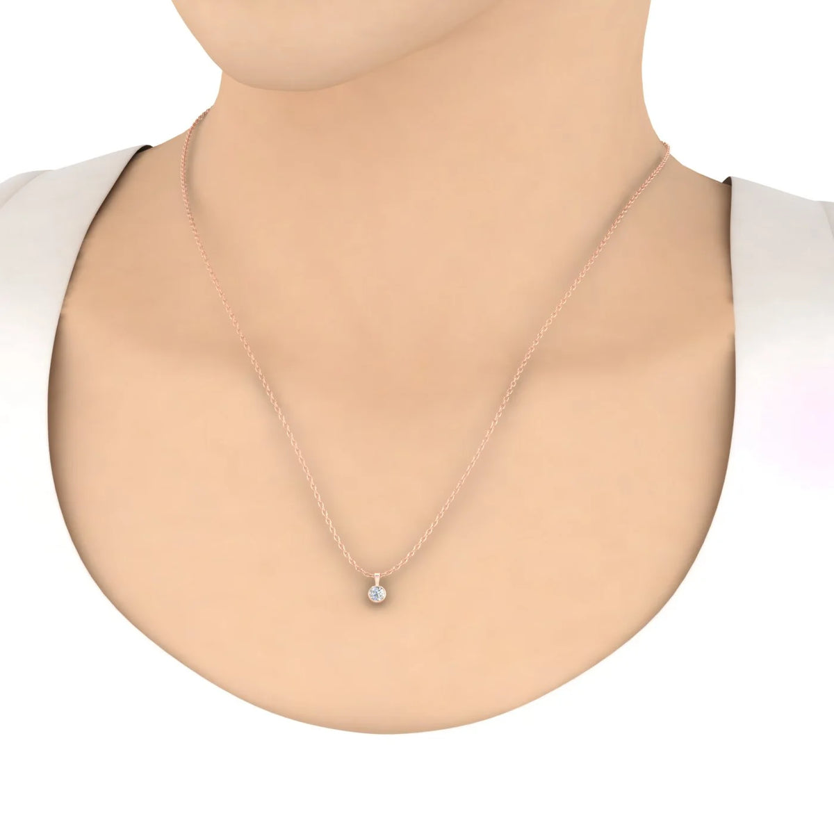14K Rose Gold Diamond Solitaire Pendant Necklace R4443