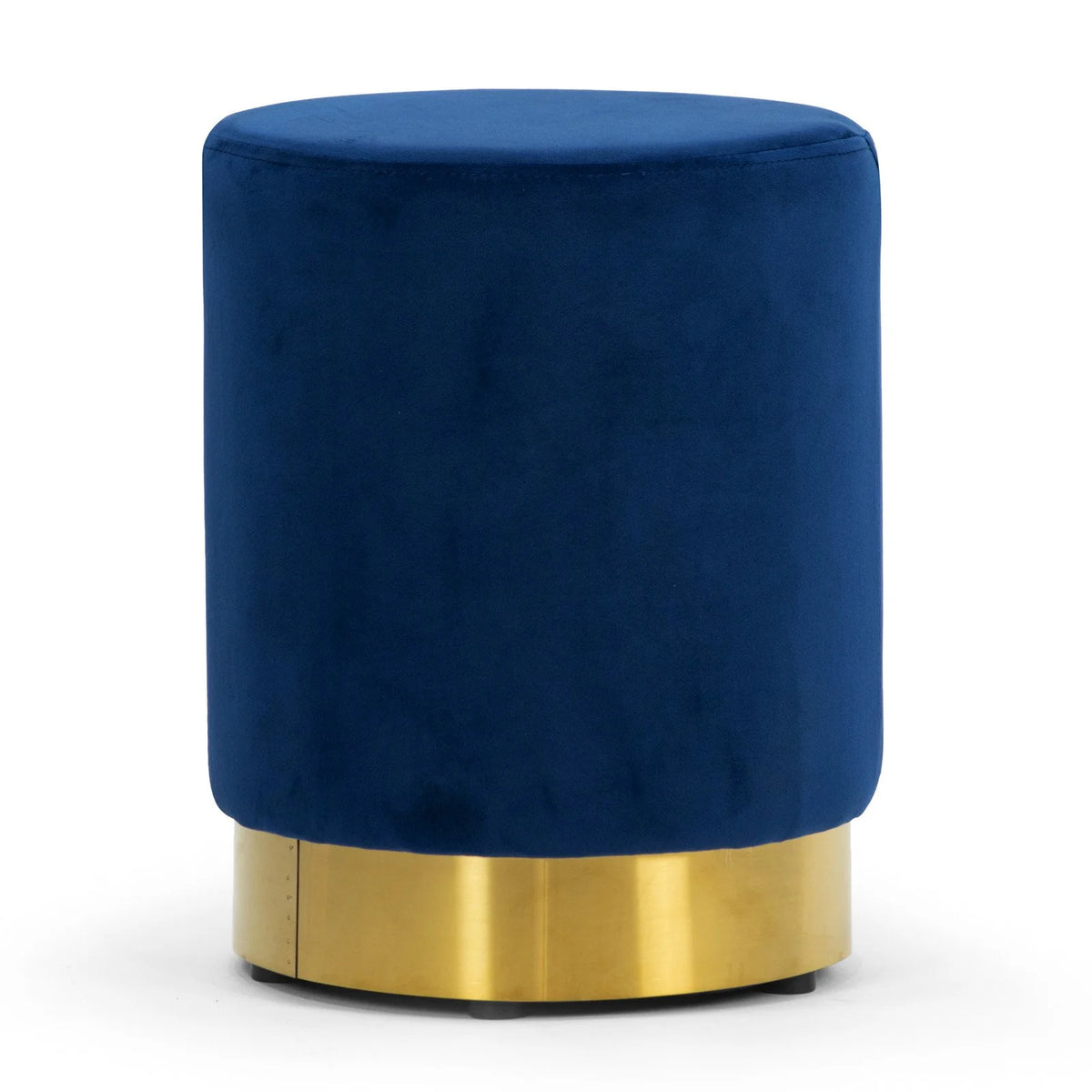 Velvet Round Ottoman with Golden Accent Base P20180
