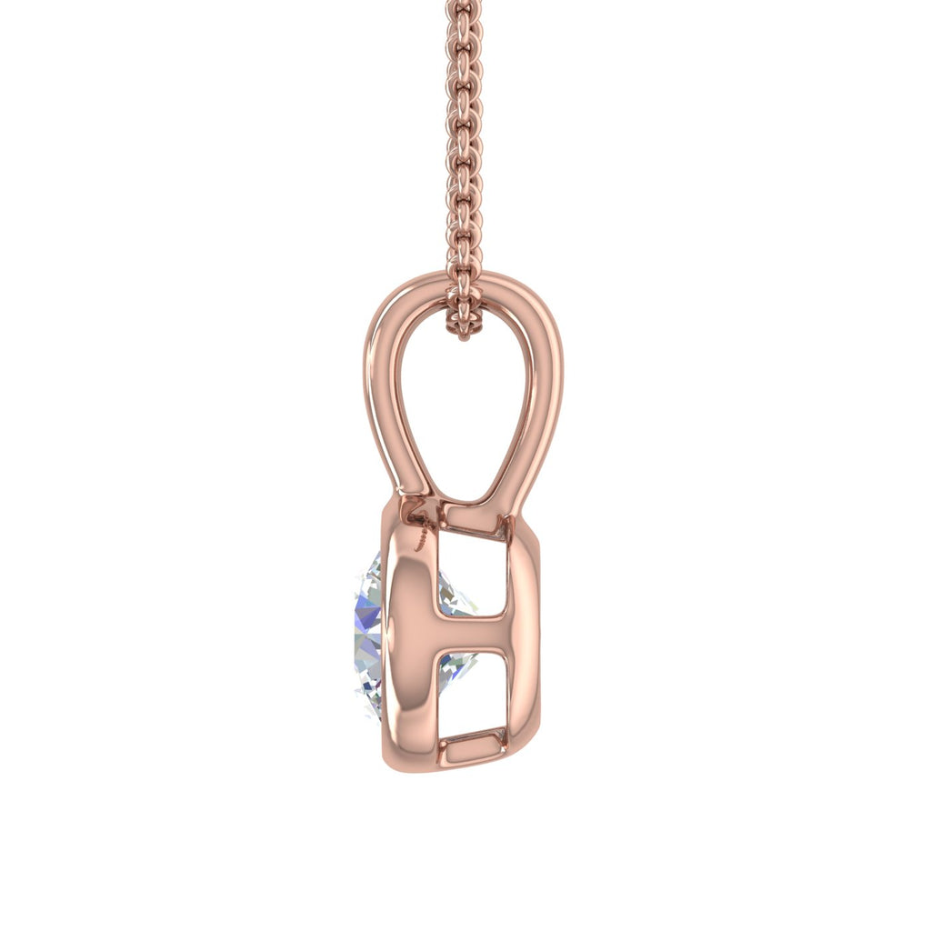 14K Rose Gold Diamond Solitaire Pendant Necklace R4443