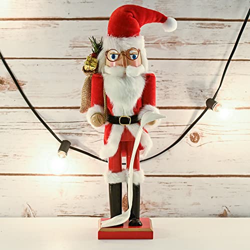 Wooden Nutcracker Santa Clause with Red Bag of Gifts 15" T36234