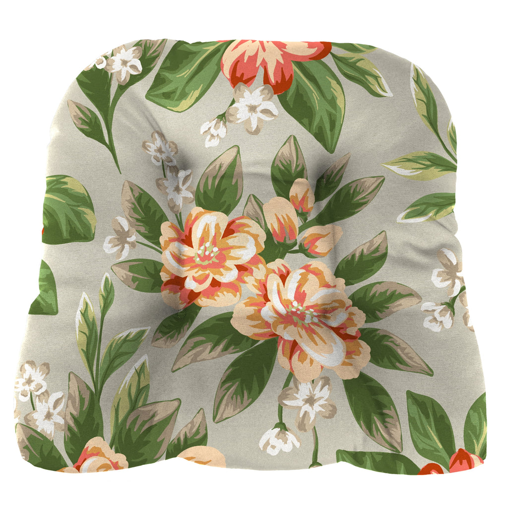 Grey Floral Square Tufted Outdoor Wicker Seat Cushion 2 Pack A336