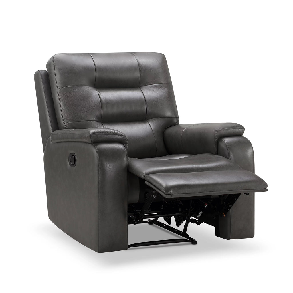 Gray Top-Grain Leather Manual Recliner Chair K9751