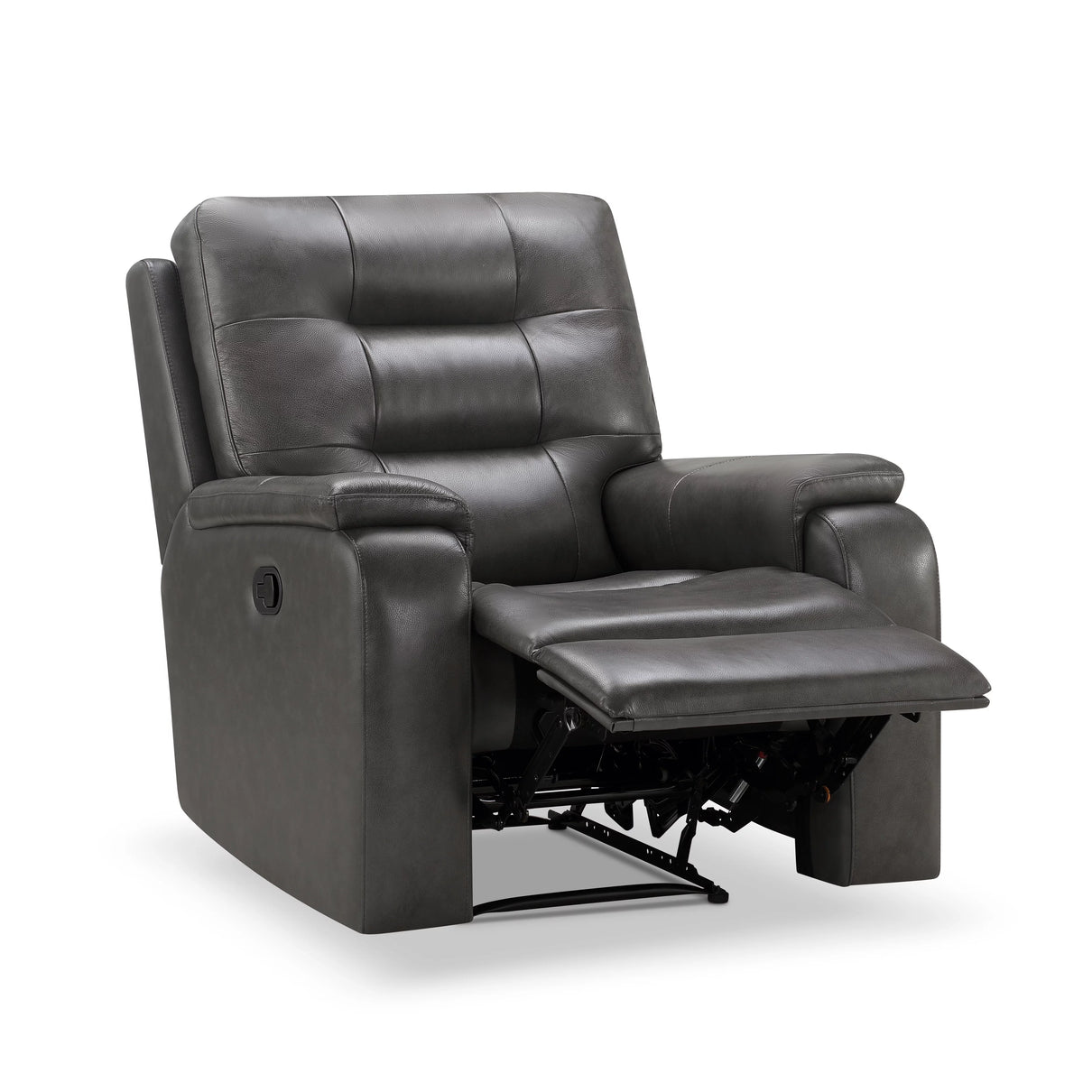 Gray Top-Grain Leather Manual Recliner Chair K9751