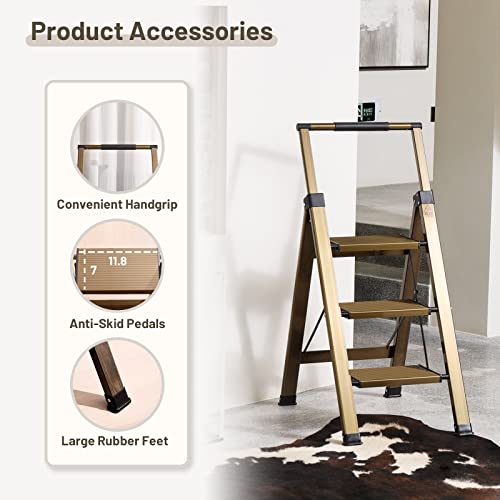 5 Step Aluminum Folding Ladder with Anti-Slip Wide Pedal K378327