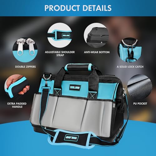16 Inch Heavy Duty Tool Bag Organizer with Adjustable Strap N508