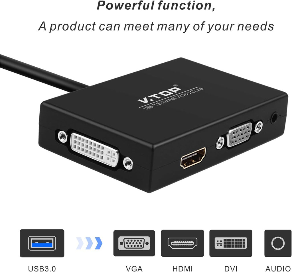 USB 3.0 to HDMI-DVI-VGA Video Graphics Card Adapter, Pack of 2 J382925