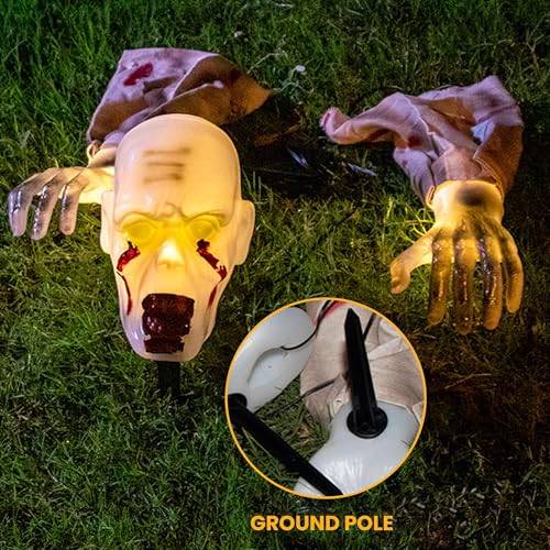 Lighted Skeleton Zombie Stakes Halloween Decor J583