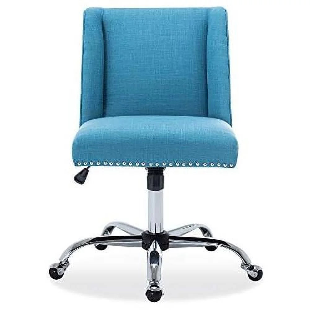 Blue Linen Upholstered Office Chair C5991