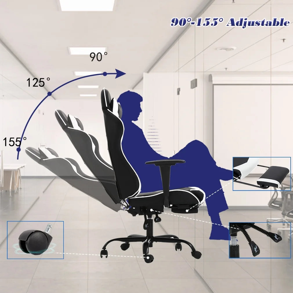 Black and White Ergonomic Swivel Gaming Chair E6677