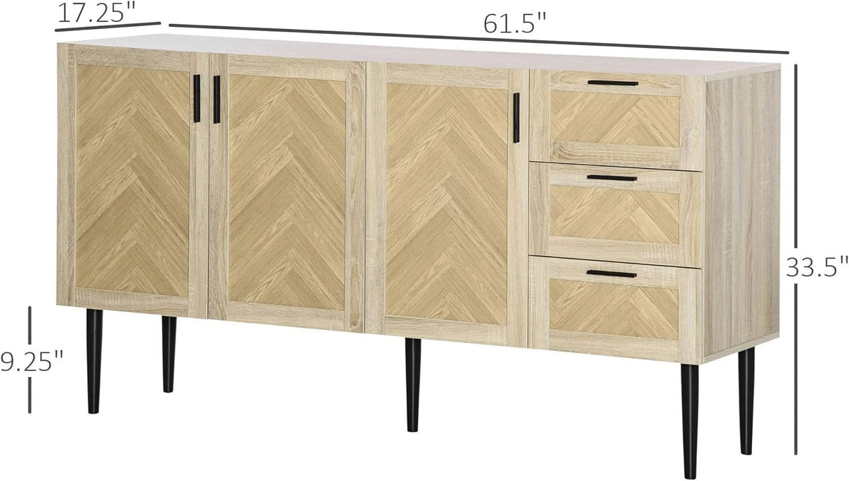 Oak Coffee Bar Cabinet with Drawers and Adjustable Shelves E64486