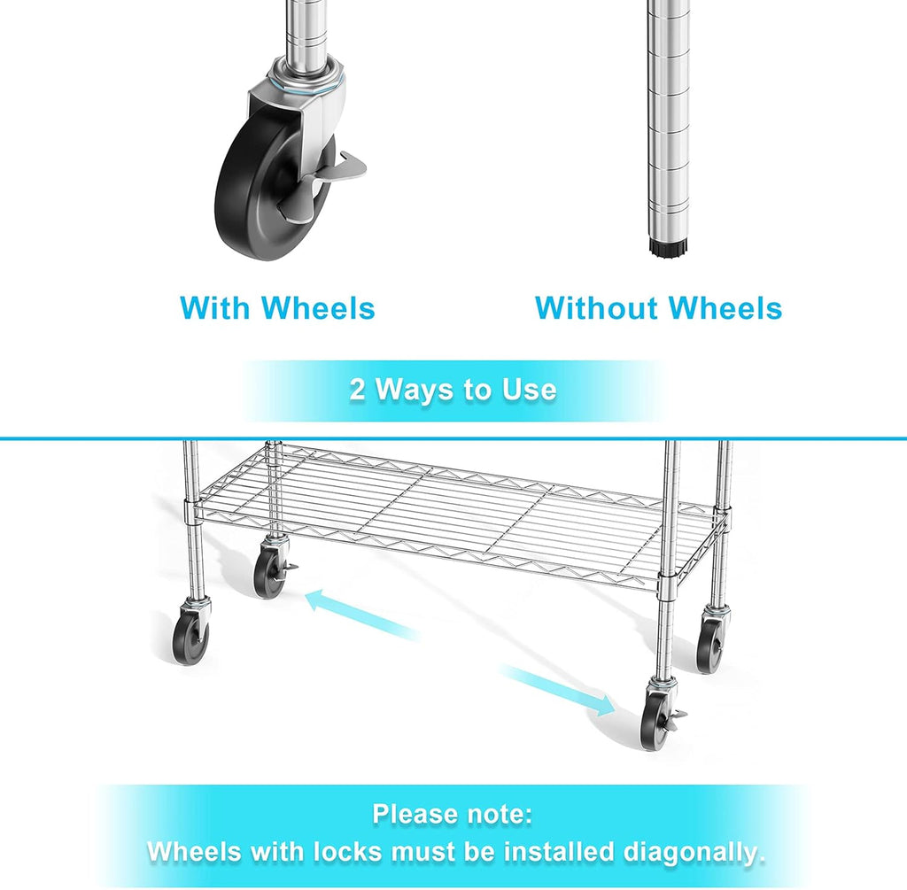 Chrome 5 Tier Rolling Metal Utility Cart Y53420