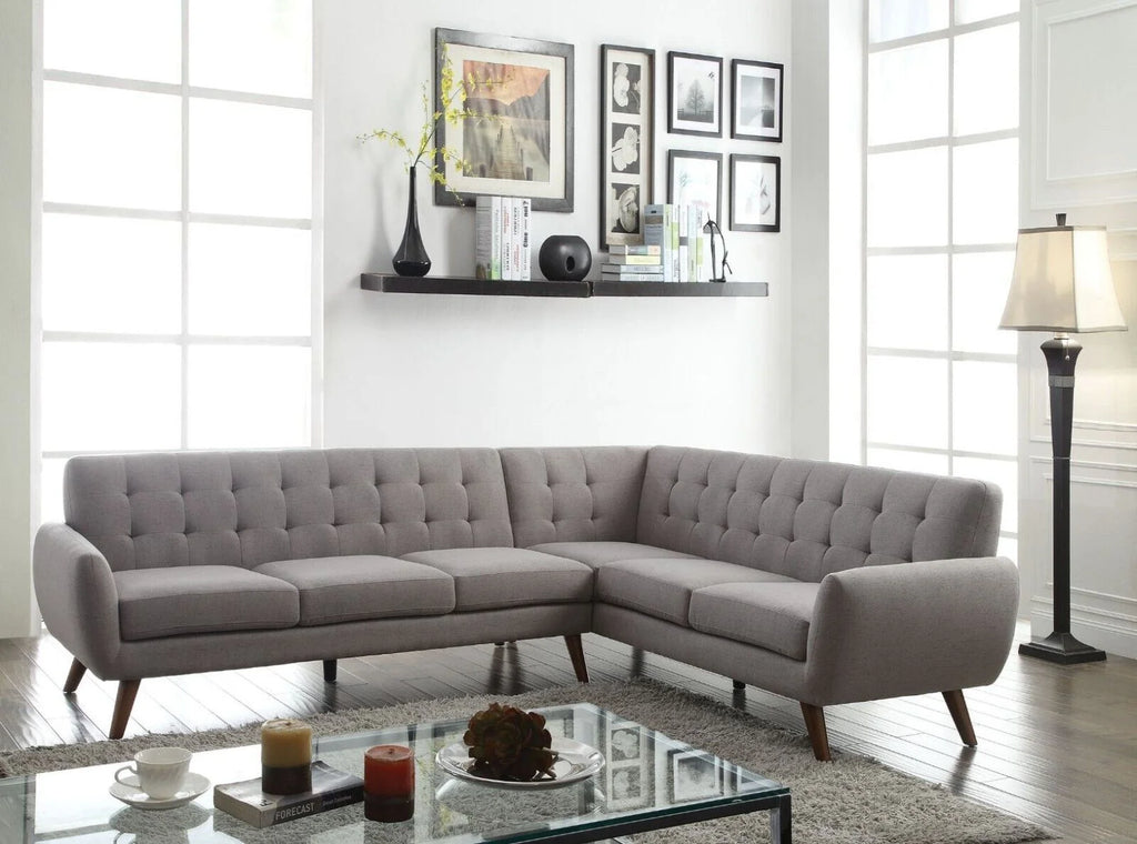 Light Gray Fabric 2pc Sectional Sofa W93590
