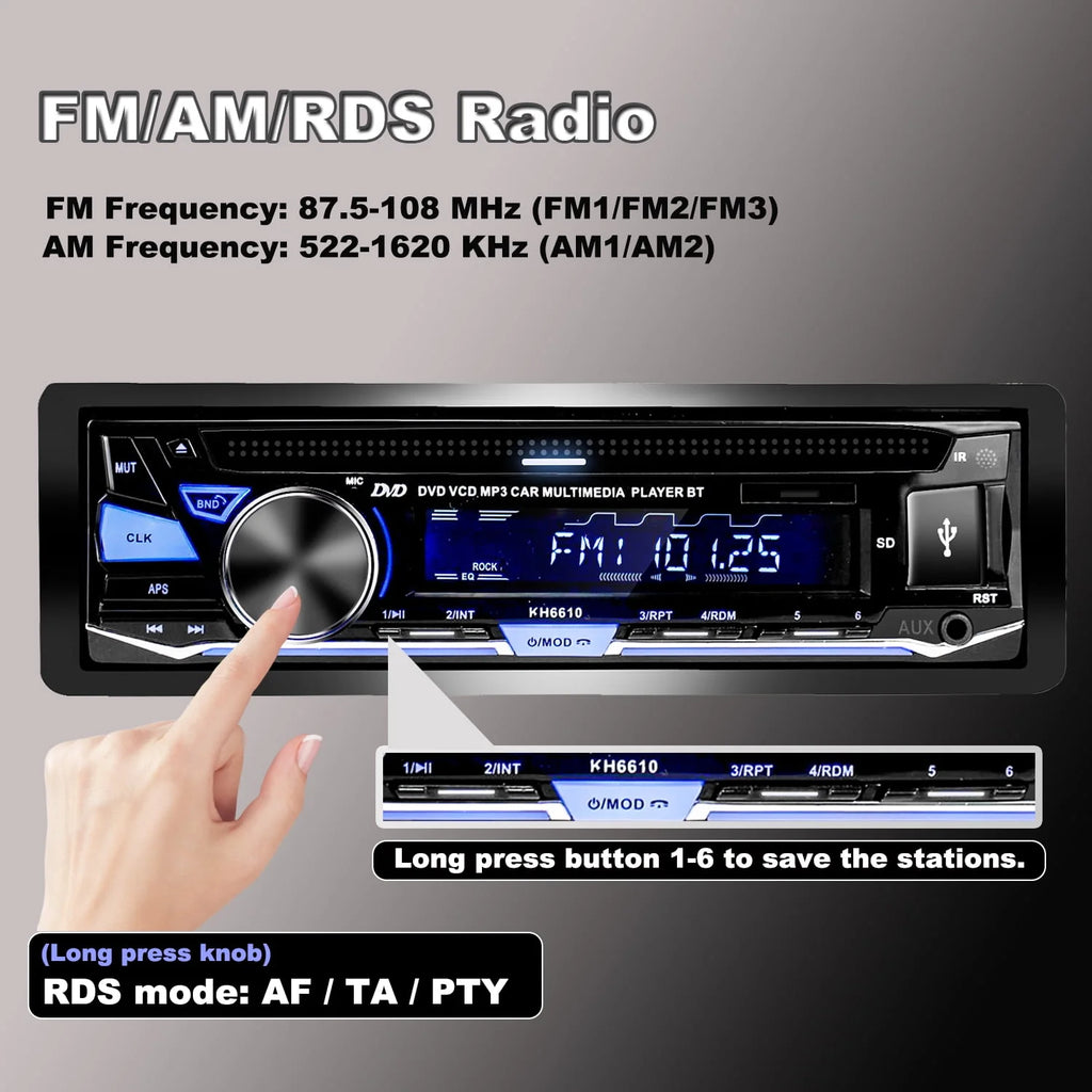Single DIN Car Stereo with CD/DVD Player Bluetooth AM/FM Radio C7025