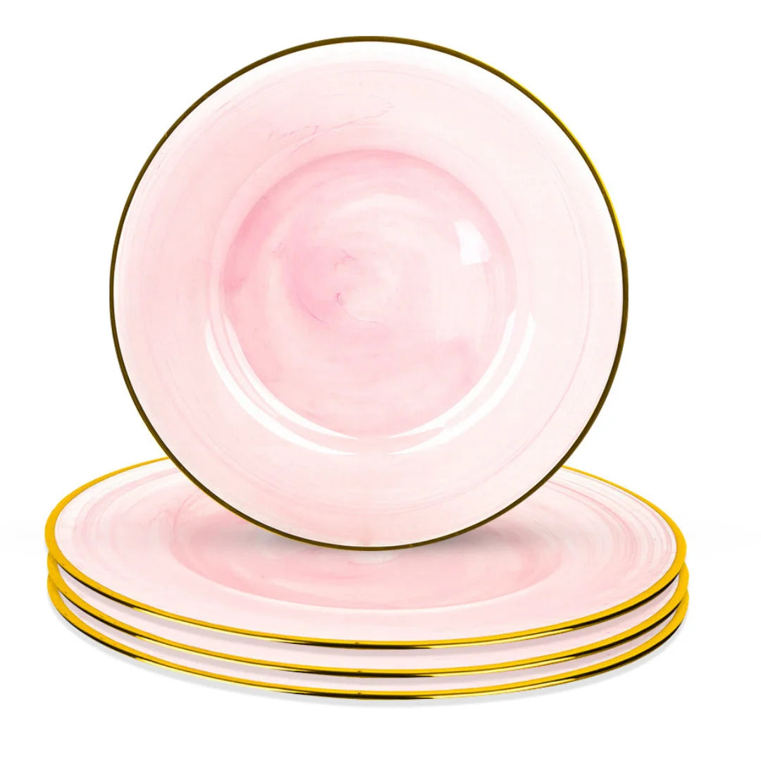 Round 13" Blush Pink Glass Charger Plates Set of 4 S64662