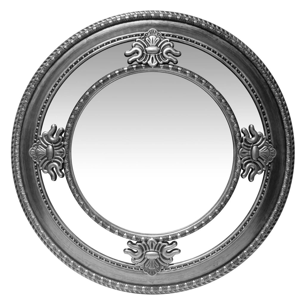 Antique Silver Round Wall Mirror S925
