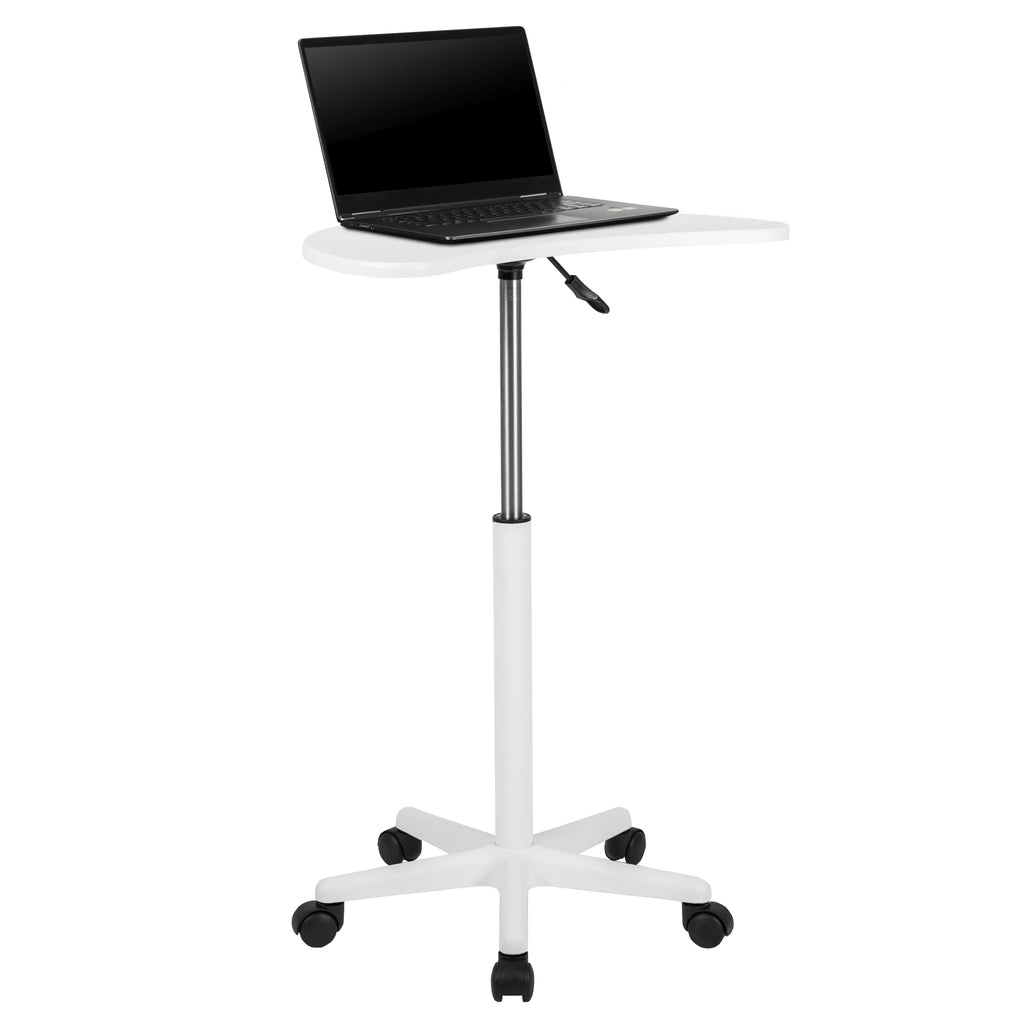 White Sit to Stand Mobile Laptop Desk W4199