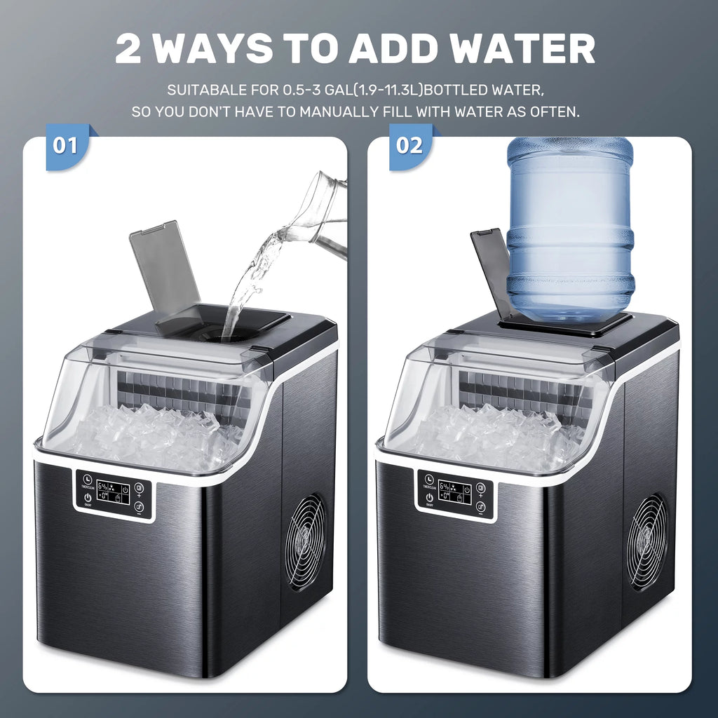 Black 44Lbs/24H Self-Cleaning Countertop Ice Maker with Ice Scoop & Basket K2264